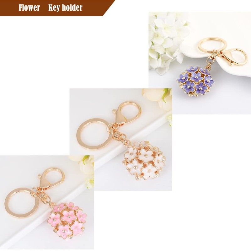 Rigral Key Chain Flower Flower Bag Charm Key Ring, purple