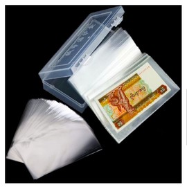 Osuter Pack of 200 Banknotes, Coin Collection, Banknotes Bag, Transparent with Plastic Box for Storage, Collect Banknotes
