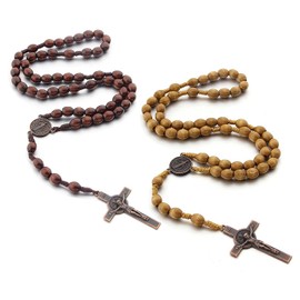 YUGUOLAN Pack of 2 Rosary Necklace, Orthodox Cross, Jesus Cross Necklace, Jesus Cross, Prayer Chain, Rosary Necklace, for Catholic Christians, Religious Communion, Christening, Fair, Bible, Made of