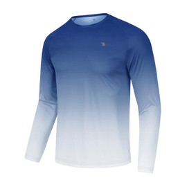 TBMPOY Mens Sun Protection Hiking Shirts Long Sleeve Water UPF 50+ SPF UV Shirts Lightweight Fishing Hiking Swimming Dark Blue Gradient XXL
