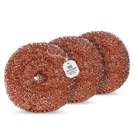 FUSL Copper Sponge Scratch-Free Pack of 3 - Antibacterial Cleaning Sponge for Scratch-Free Cleaning - for Stainless Steel, Ceramic, Glass, Ceramic & More - Durable and Hygienic - Universal for Kitchen