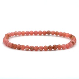 Miracles Minéraux 4mm Round Beaded Bracelet Fine and Discreet Natural Stone French Craftsmanship Over 60 Choices Stone Stone Wrist Circumference 17-18cm, Stone wrist circumference: 17 - 18 cm