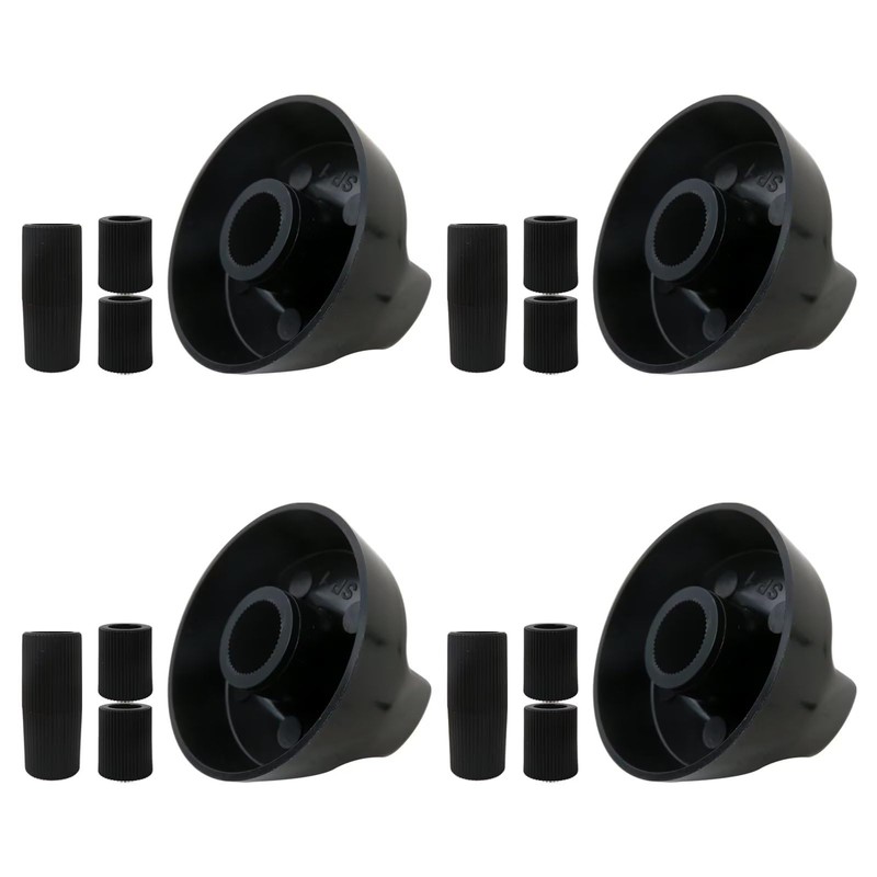 4Pcs Universal Control Knobs Replacement with 12Pcs Adapters Fit for
