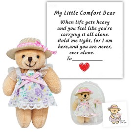 ChilArt Mini Handcrafted Tiny Teddy Bear Gift Set with Floral Dress&Hat