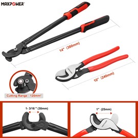 MAXPOWER Cable Cutters Set, 10-inch and 14 in-ch Heavy Duty Cable Cutters for Cutting Copper and Aluminum Cable-2 Pack