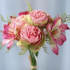 Factory Direct Craft Soft Pink and Cream Lily and Ranunculus Finished Bouquets