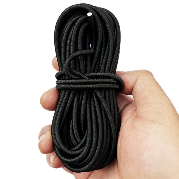 Shock Cord, Elastic Line, Elastic Cord, Elastic Cord, Elastic Cord, Width 0.2 inches (4 mm), Length 32.8 ft (10 m), Round, Super Strong, Elastic Rope, For Outdoor Use, Durable, Lightweight, Elastic Cord, Repair, Memo Pad Rubber Replacement, DIY, Black