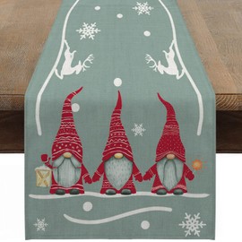 JOTOM Christmas Table Runner Rectangle Table Cloth and Runners Xmas Gnomes Holiday Kitchen Dining Table Runners Gift Tablecloth for Home Winter Party Christmas Outdoor Decor 13x72 Inch (Dwarfs)