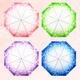 ThreeH Fiberglass Frame Long Handle Umbrella Windproof Gradient Color Auto Open Design for Storms & Heavy Rain Red to White Fade