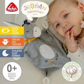 Fehn Donkey Star Comforter - Playmate and Stuffed Toy Comforter with Cotton from Controlled Organic Cultivation with Individually Embroidered Slogan - for Babies and Toddlers from 0+ Months