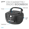 GPX BCA209B Portable Am/FM Boombox with CD and Cassette Player,