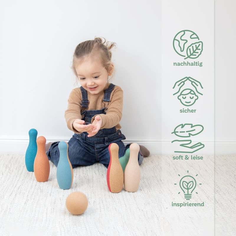 Korko Little Skittles 7 Piece Cork Bowling Set 18 Months