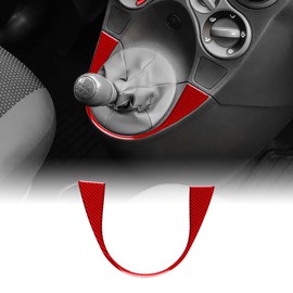 KUNGKIC For Fiat Panda 2003-2011 Carbon Fiber Car Center Console Decoration Panel Shift Lever Gear Shift Inner Frame Sticker Accessories Gift (Red)