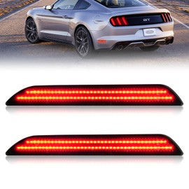 NEIFILES LED Side Marker Lights Compatible with Ford Mustang 2015-2023 Red Rear Bumper Lights Reflectors Assembly Smoked Lens Pack of 2