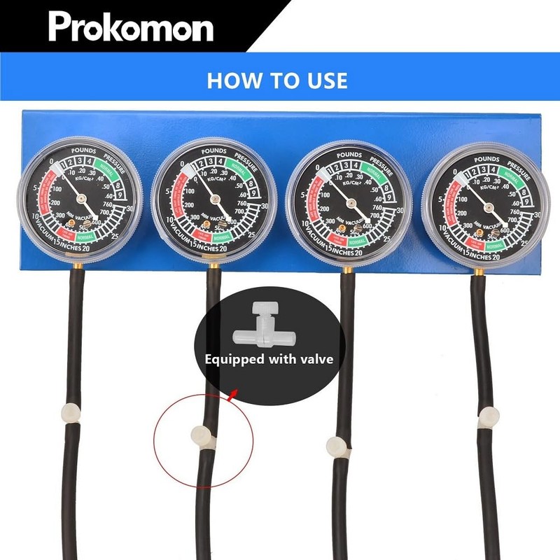 Prokomon Motorcycle Carburetor Synchronizer Tool; Carb Synchronizer Tool with 4