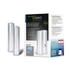 CASO 6 Star Professional Foil Rolls 20 x 600 cm, 2 Rolls for All Vacuum Sealers, SousVide Safe, Reusable, Strong and Tear-Resistant Approx. 150 μm, 100% Aroma-Proof, Protection Against Freezer Burn