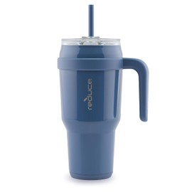 REDUCE Cold1 40 oz Tumbler with Handle - Vacuum Insulated Stainless Steel Water Bottle for Home, Office or Car, Reusable Mug with Straw or Leakproof Flip Lid, Keeps Drinks Cold All Day- Mineral Blue
