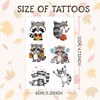 144 PCS Raccoon Temporary Tattoos Stickers, Raccoon Party Favors Supplies