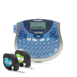 DYMO LetraTag - Paquete de impresora portátil 100T, portátil, teclado QWERTY, incluye etiquetas negras sobre blancas de 13 pies y etiquetas negras sob