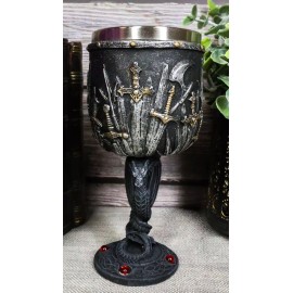 Valyrian Steel Swords And Armory With Entwined Double Dragons Wine Goblet 6oz