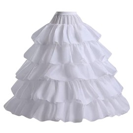 AtSopop Women's Crinoline Petticoats Underskirt Slips with 4 Hoops 5 Layers Ruffles for Wedding Dress PT450