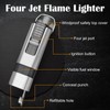 FLABOX Four Jet Flame Torch Lighter with Punch and Holder,
