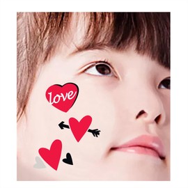 Womaha 9 Temporary Valentine's Day Tattoos for Women Girls Small Heart-shaped Tattoo Face Stickers