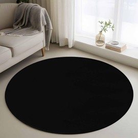 Black Round Rugs 3ft, Farmhouse Solid Black Color Non Slip Washable Rug Runner, Modern Art Low Pile Indoor Floor Carpet Mat Bathroom Rugs for Living Room, Bedroom, Kids Room, Outdoor