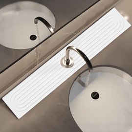 Faucet Mat for Kitchen Sink-Super Absorbent Diatomite Fast Drying Stone,Quick Drying Splash Guard,Prevents Moisture Buildup Sink,Durable Protector for Kitchen,Bathroom (White, 15.8" x 3.9")