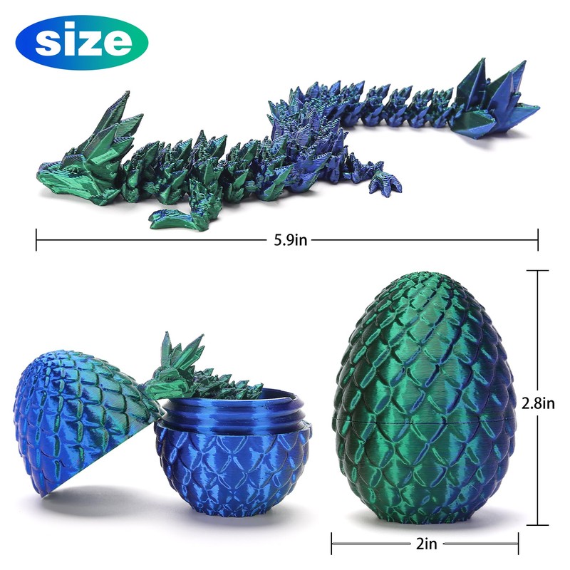 4PCS 3D Printed Dragon Eggs with Dragon Inside, Small Stocking