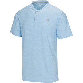 Three Sixty Six Collarless Golf Shirts for Men - Men’s Casual Dry Fit Short Sleeve Polo, Lightweight and Breathable Royal Blue