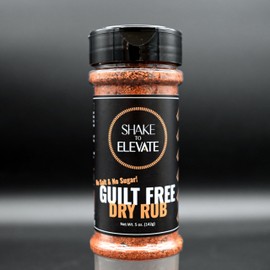 Shake to Elevate - No Salt BBQ Dry Rub | No Salt Seasoning | Heart Healthy | Diet Friendly | 0% Chemical Additives | 0% Preservatives or Color | All Natural Ingredient & Listed | Seriously Delicious Spice Blend (Standard Shaker (8.4floz), Guilt Free (No Salt & No Sugar))
