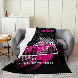 Feelyou Plum Red Speed Car Fuzzy Blanket Throw 50"x60" New York City Flannel Fleece Throw Blanket for Kids Extreme Sports Plush Blanket Women Men Soft Decor Luxury Car All Season Bed Blanket