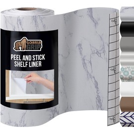 GORILLA GRIP Peel and Stick Paper, Removable Cover for Books, Shelves, Countertops, Drawers, Cabinets and Crafts, Easy Install Kitchen Decor, Shelf, Drawer, Cabinet Liners 17.5 in x 10 FT White Marble