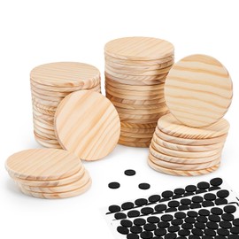 46Pcs Unfinished Wood Coasters-4" Unfinished Natural Wood Slices for Crafts Round with Non-Slip for Wedding Decoration/Blank Coasters Wood Kit DIY Architectural Models Drawing Painting Wood Engraving