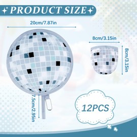 12 Pcs Foldable Hand Fan, Japanese Foldable Disco Ball Handheld Collapsible Cooling Fans,Multi-Role Round Folding Fan with Pocket for Summer Beach Outdoor Games,Wedding Party Decorations,Travel