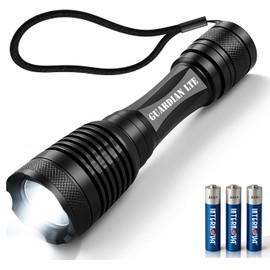 Guardian LED Flashlights High Lumens, Small Flashlight, Zoomable, Waterproof, Adjustable Brightness Flash Light for Outdoor, Emergency, AAA Batteries Included, Tactical & Camping Accessories