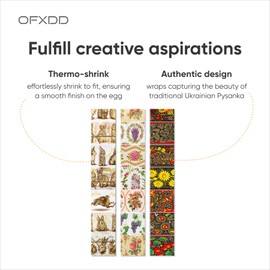 OFXDD Egg Wraps Easter Set 21 Pcs - Orthodox, Slavic, Traditional Easter Egg Wraps and Pysanky - Thermo Heat Egg Shrink Wrappers with Patterns