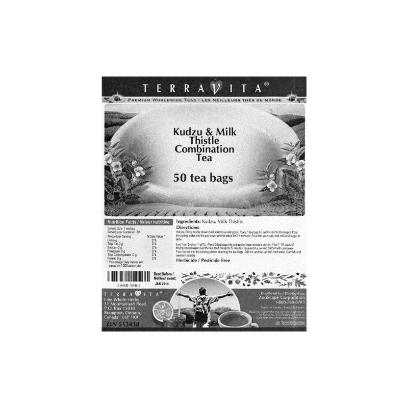 Kudzu and Milk Thistle Combination Tea (50 tea bags, ZIN:
