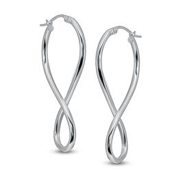 Infinity Earrings for Women Sterling Silver Polished Figure 8 Click-Top Large Drop Earring for Woman