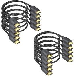 Short HDMI Cables 1 Ft, 10-Pack Thin 4K HDMI Cables Braided- High Speed Shielded HDMI 2.0 Cable Male to Male Flexible with Ethernet, 4K HDR 3D ARC & CL3 Rated for KVM, Docking Station,Computer,TV,Game