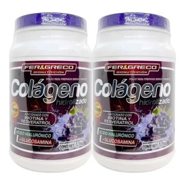 Colágeno Hidrolizado Glucosamina Biotina Uva 2 Botes De 1.1