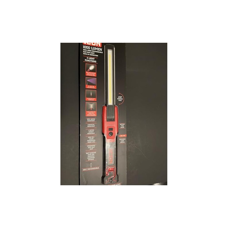 ICON 1000 Lumen Dual-Sided Rechargeable Slim Bar Light with UV
