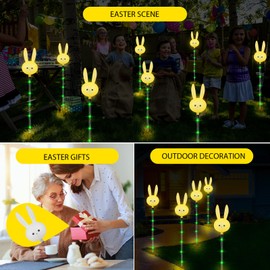X-GiftKey Solar Path Lights Outdoor,3PACKS Spring Easter Lights for Bunny Gifts Decor,Unique Easter Gifts Decorations,Waterproof,8 Modes,Solar Bunny Lights for Birthday Housewarming Gifts Decor