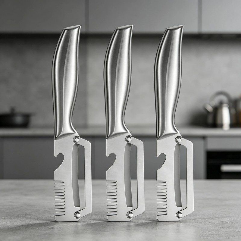 3-in-1 Stainless Steel Peeler for Kitchen Prep – Vegetable, Fruit