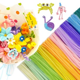 URSDIART 500pcs Pastel Pipe Cleaners,10 Assorted Colors Macaroon Pipe Cleaners Crafts, Bulk Pipe Cleaners Fuzzy Wire Chenille Stems for Art and Craft Projects Flowers Creative Gift Party Decorations