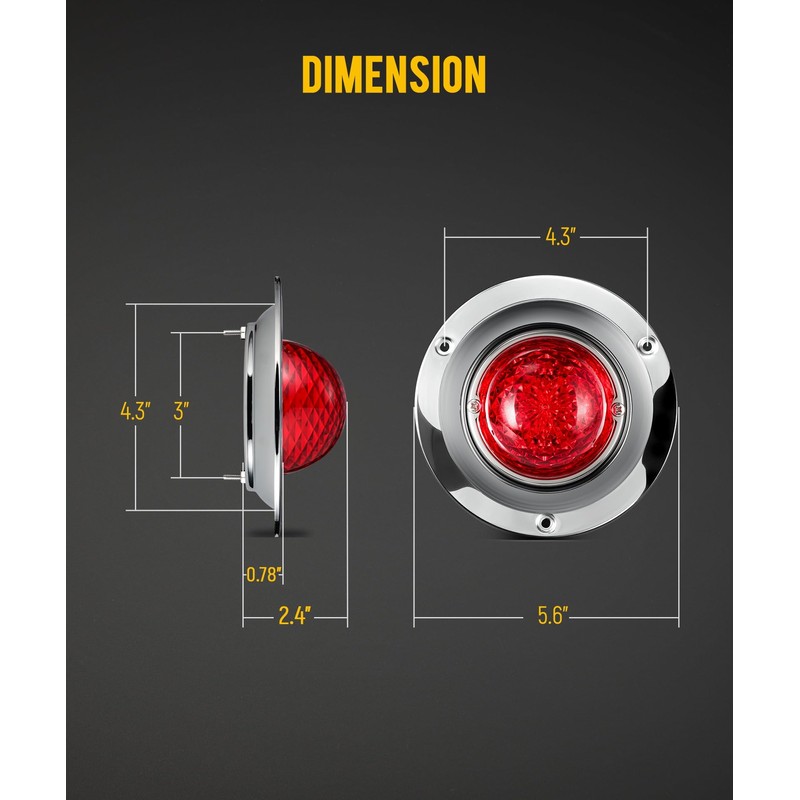 Partsam 2Pcs Watermelon Lights Red LED Stop Turn Tail Marker