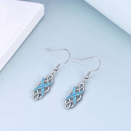 LUHE Celtic Earrings Sterling Silver Oxidized Good Luck Irish Vintage Celtic Knot Dangle Dangling Earrings Jewelry Dangles Gifts for Women Girls