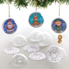 Baker Ross AX478 Christmas Baubles for Colouring Craft Set for Children - 8 Pieces, Festive Creative Sets and Craft Supplies for Crafts and Decorating at Christmas Time