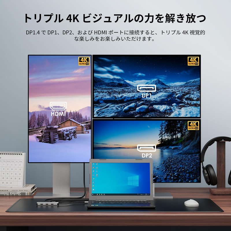 WAVLINK USB C Dock 4k Display, 7 in 1 Laptop